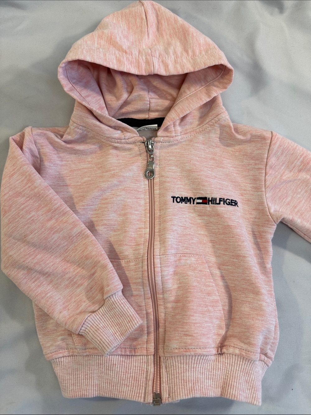 Tommy Hilfiger Kids Heather Pink Hooded Zip Sweatshirt